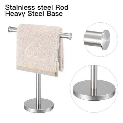 Zitalupy T-Shape Bath Hand Towel Holder Standing, SUS304 Stainless Steel Brushed Nickel T-Shape Towel Bar Rack Stand with Heavy Base, Tower Bar for Bathroom Kitchen & Countertop