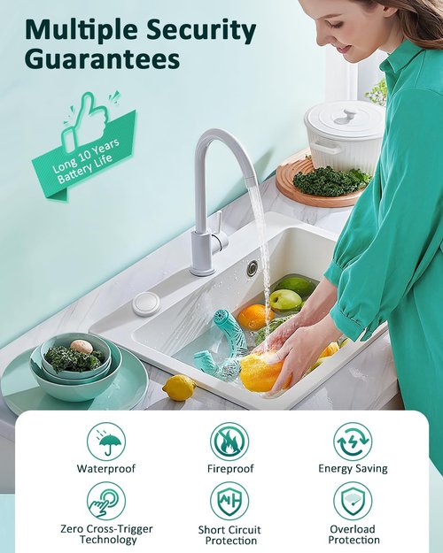 HAPYTHDA Garbage Disposal Wireless Switch Kit, Remote Control Outlet, No Drilling On Sink Top, Air Switch Garbage Disposal, 15A/1500W with 4000V Anti-Surge, 500 Feet RF Range