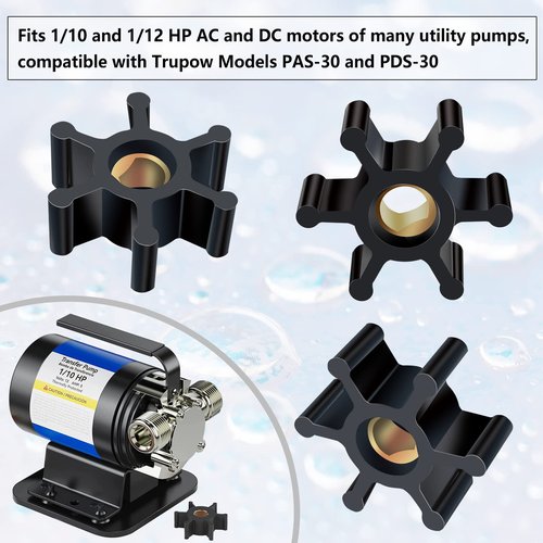 Vanshly,3 Pack Utility Pump Replacement Impeller for Utility Water Transfer Pumps,Water Pump Impeller Compatible with Trupow Model PAS-30 and PDS-30