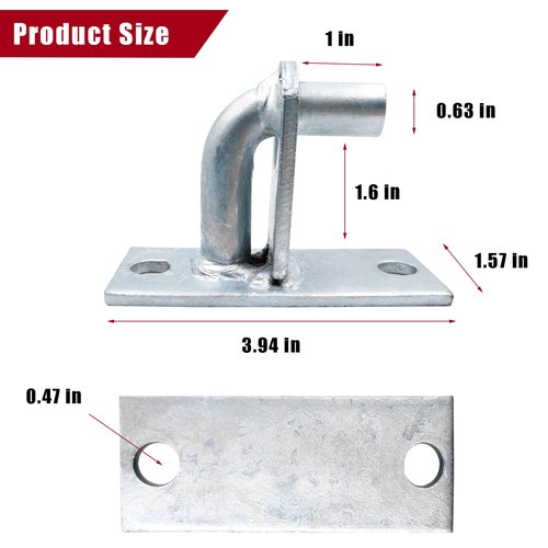 2 Pack Wall Mount Gate Hinges with Screws, Heavy Duty Farm Gate Hinges, Chain Link Fence Gate Hinges Fence Post Chain Link Gate Hinge with 5/8 Hinge Pin