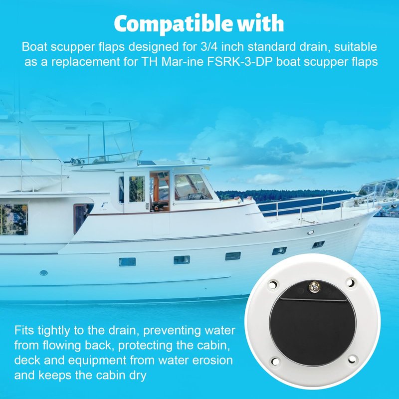 1-3/4" Boat Scupper Flapper Replacement - for Boats Stainless Steel and Plastic Thru Hull Scuppers Scupper Valves Repair Kit - 2 Pcs