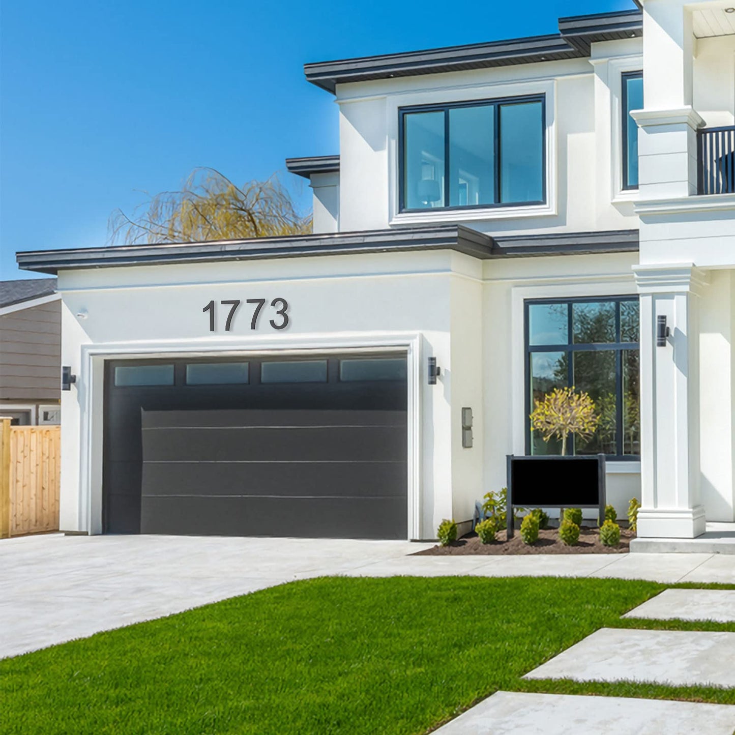 DEWEL 8 inch Floating Large House Numbers for Outside, Black Modern House Address Numbers Decor for 911 Visibility Signage with Nail Kits (House Number 1)