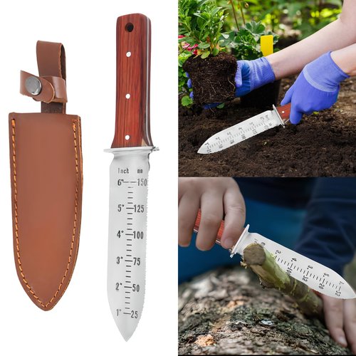 3 in 1 Gardening Knife,Stainless Steel Trowel Garden Tool,Heavy-Duty Serrated Hand Shovel,Hand Trowel,Plant Shovel for Weed Control,and Bulb Planting (Style-B)
