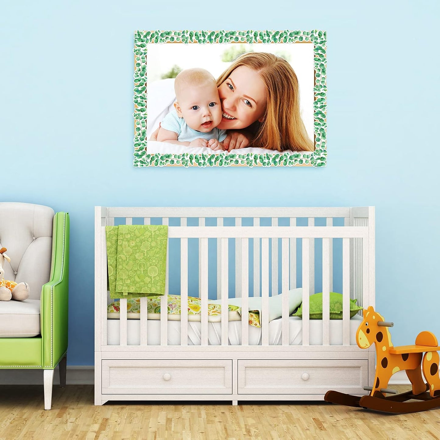 Eucalyptus Die-Cut Border Trim Bulletin Board Classroom Bulletin Wall Decor Greenery Trim Border Tropical Leaves Greenery Wall Decoration Green (39ft)
