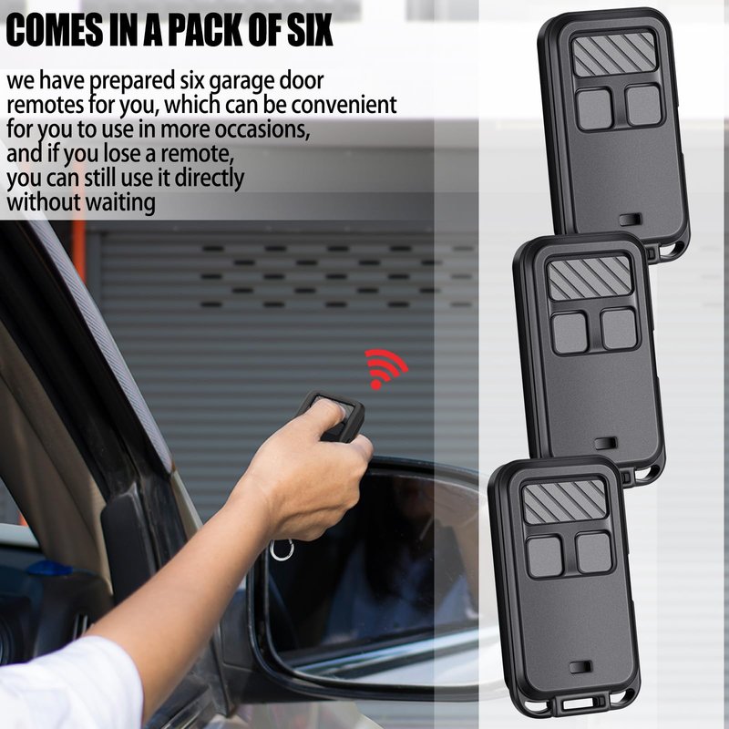Kingdder 6 Pcs Universal 890MAX Garage Door Opener Remote Compatible with Chamberlain LiftMaster 3 Button Garage Door Opener Remote with Key Chain for 5 Colors Learning Buttons