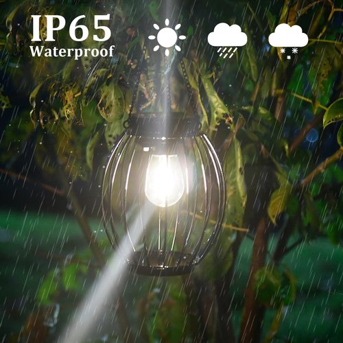 2Pcs Solar Light Bulb, 3.4 Inch Waterproof Solar Replacement Lights for Lanterns, Warm White for Outdoor