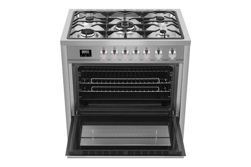 Empava Freestanding Slide-in Gas Range Stove, 5 Deep Recessed Burners Cooktop,4.3 Cu. Ft. Rapid Convection Oven Capacity, Digital Timer with Heavy-Duty Cast Iron Grates, Stainless-Steel,36 Inch