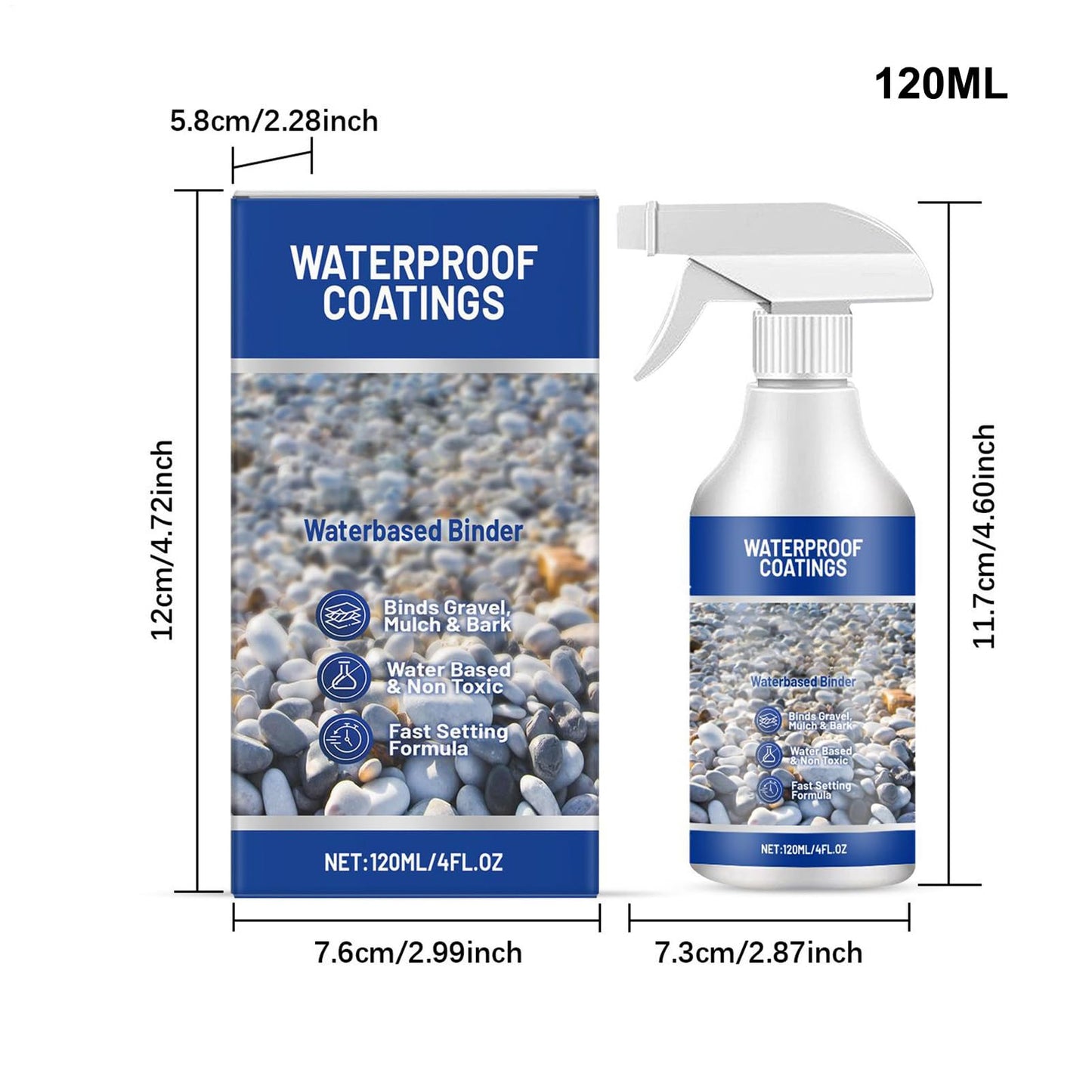 Rock Glue for Pea Gravel - Mulch Glue for Rocks | Sealer Adhesive Stabilizer Waterproof Fast Drying Spray 120ml for Outdoor Yard Playground Patio Backyard