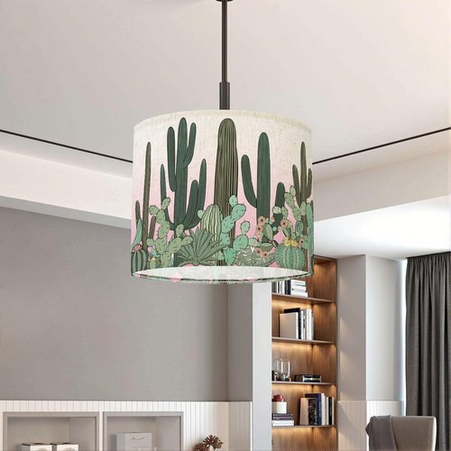 Lampshades Lamp Shades set of 2 Seamless pattern cactus Wild cactus forest Lamp Shades for Table Lamps Floor Lamps Pendant Light Shade Drum Lampshades Boho Light Cover
