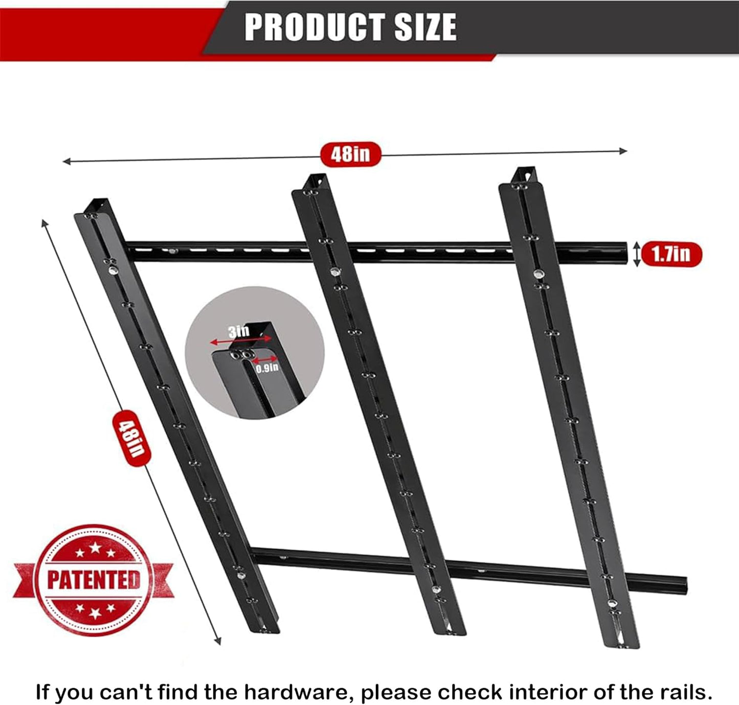 Ultrawall Overhead Garage Storage Racks, Adjustable Garage Ceiling Storage Rack, Heavy Duty Garage Organizer Hanging Storage Rack for Most Storage Bins/Totes/Container, 48" x 48"
