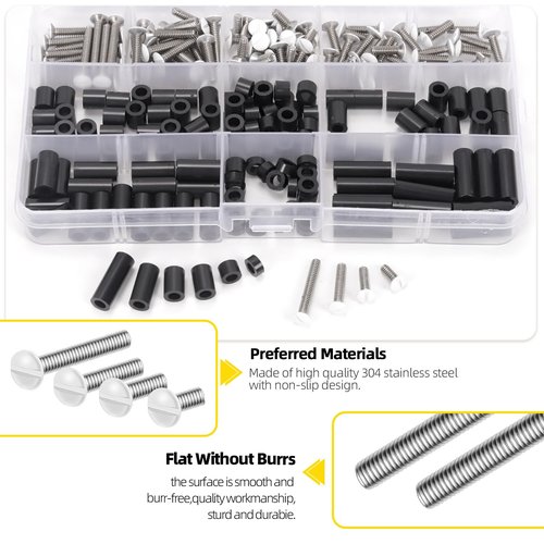 Mardatt 245Pcs Electrical Outlet Extender Kit, 150Pcs Electrical Outlet Spacers and 95Pcs #6-32 Thread Oval Head Slotted Wall Plate Screws Outlet Screws Device Mounting Screws Switch Plate Screws