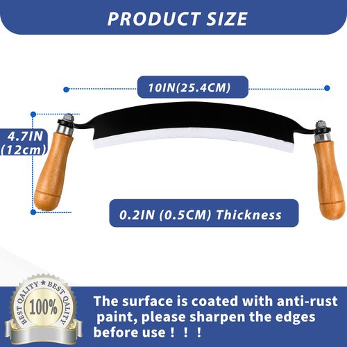 10'' Draw Knife,Draw knife debarking tool,Curved Draw Knife,Draw Shave Tool Debarking Hand Tool,ergonomic handle,simple and effortless to use,bark stripper tool