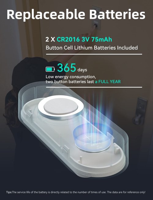 AIDA Lighted Wireless Doorbell for Home, Waterproof Battery Doorbell Wireless 1,000ft Range, 5 Volume Levels with 58 Doorbell Chimes & LED Flash (White, Doorbell with 2 Buttons & 1 Receiver)