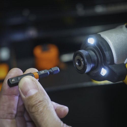 Railer Keychain Bit & Socket Holder - 1/4" Hex Bit Holders w/Impact Socket Adapters - Quick-Change Design For Nut Drivers, Screwdriver & Drill Bits. Easy Convert To 1/4", 3/8" & 1/2" Socket Holder
