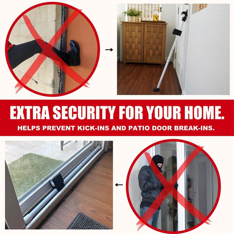 Securityman Door Security Bar with Alarm | Sliding Door Security | Door Stopper (120 dB Extra Loud Alarm) Enjoy Peace of Mind with Durable, Heavy Duty Door Jammer Door Stop Alarm Stick Inside