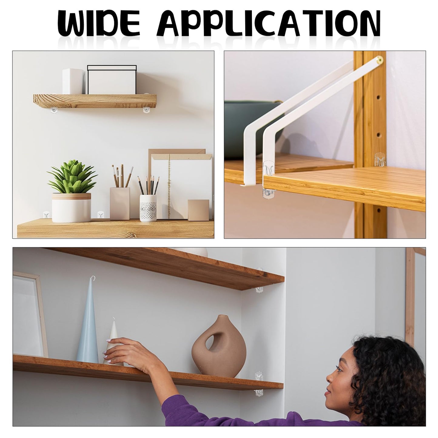 20PCS Plastic Locking Shelf Support Pegs, Transparent Shelf Pins, Self-Locking Cabinet Bracket Clips, Suitable for Kitchen Furniture Bookshelves, 6.9mm Peg x 3/4" Thick Shelve