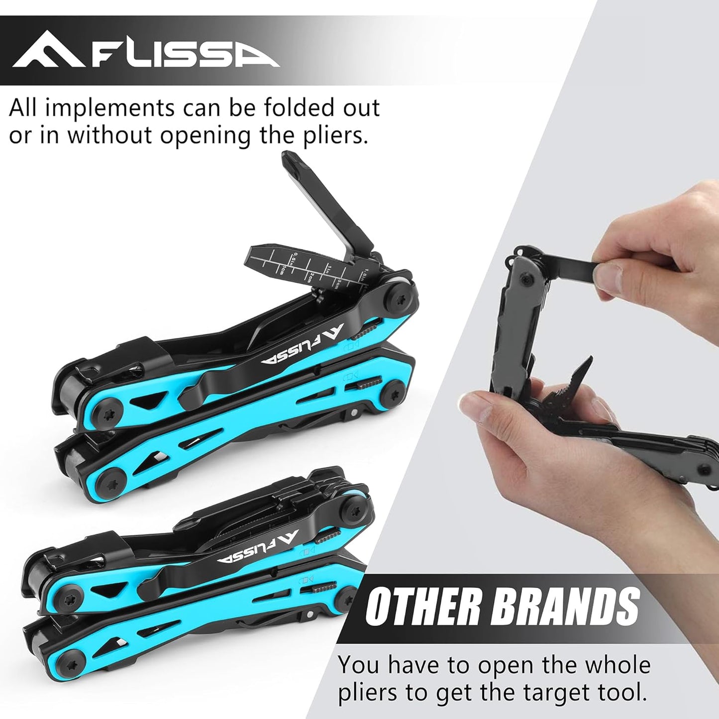 FLISSA 16-in-1 Pink Multi Tool Pliers, Gift for Father, Stainless Steel EDC Multitool with Pocket Knife, Belt Clip and Oxford Pouch, for Camping Survival Outdoor Activities