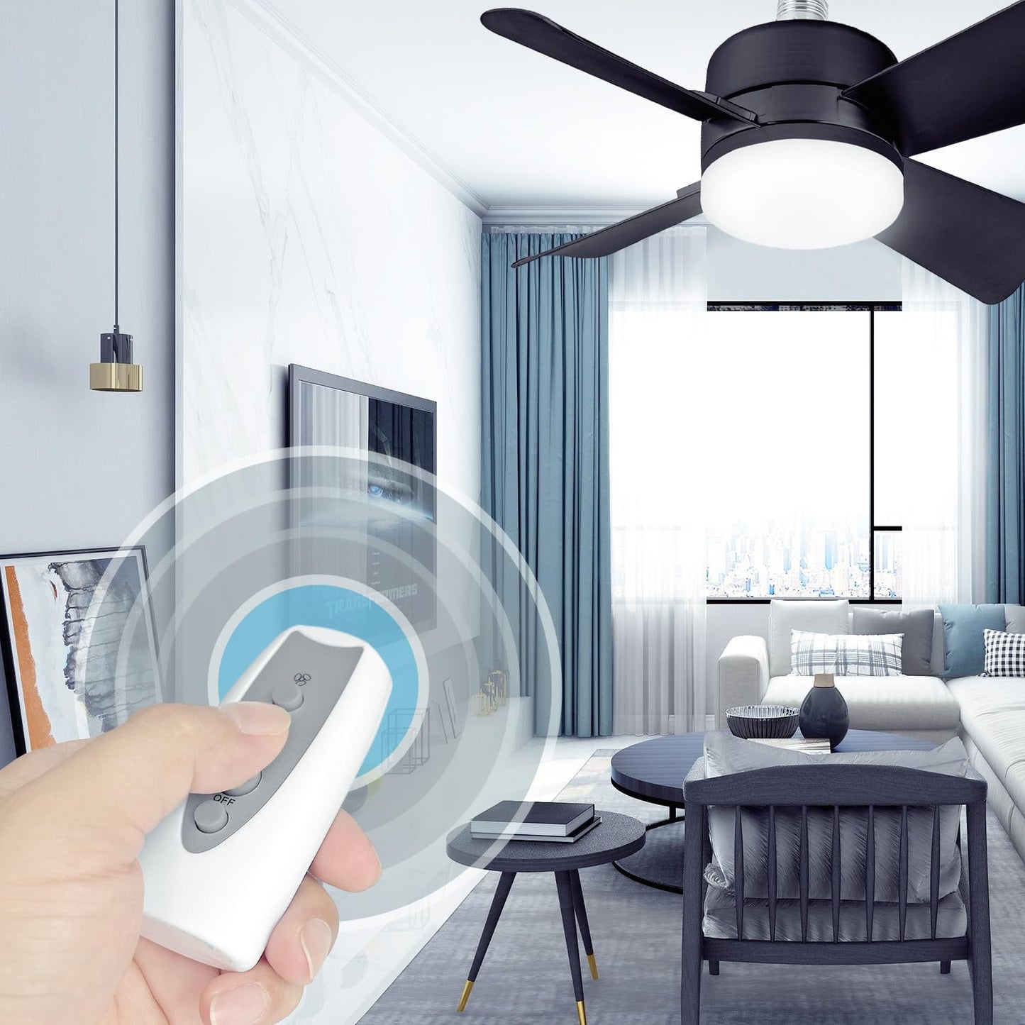AOERUOW Replacement Remote Control Compatible with Bell+Howell Socket Ceiling Fan Light