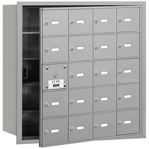 Salsbury Industries 3620AFP 4B Plus Horizontal Mailbox with Master Commercial Lock, 20 A Doors 19 Usable, Front Loading, Private Access, Aluminum