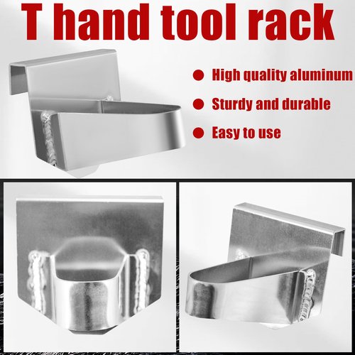 Fsehyue Aluminum T Handle Tool Holder Mount T Handle Rack Organizer Hangs on the Side of Most Tool Boxes Suitable for Enclosed Race Trailer Garage Automotive Work Shop Accessories