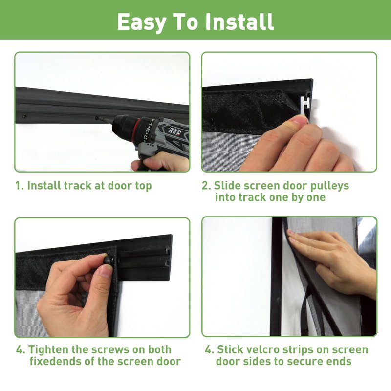 Sliding Garage Door Screen with Track, Garage Screen Doors for 1 Car Garage, 8x7 Ft Retractable Garage Net Screen, Smooth-Gliding, Magnetic Closure, Easy to Install, Black