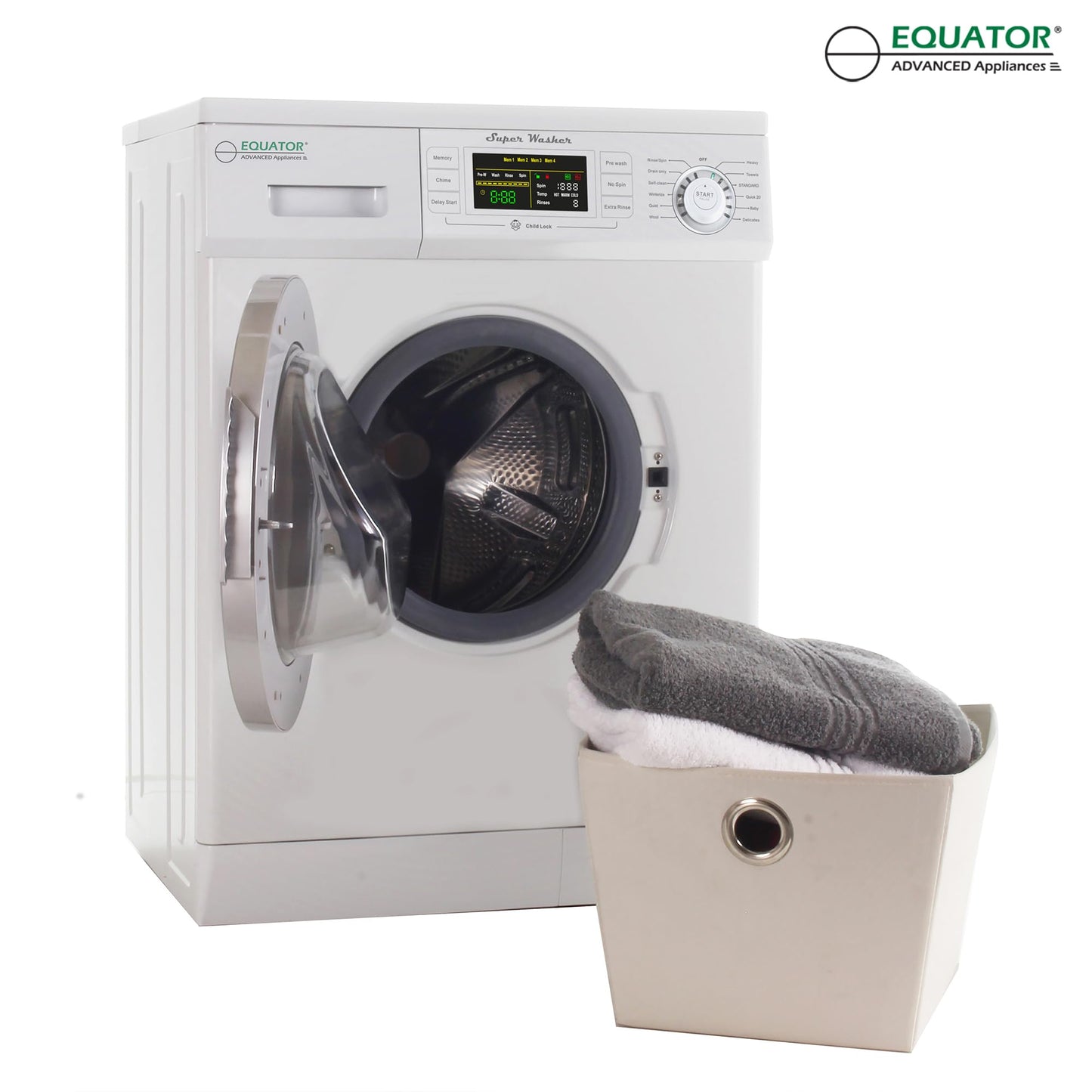 Equator Ultra Compact Short Vented SENSOR Dryer 2.6cf/10lb LED Ops 110V/1400W in White