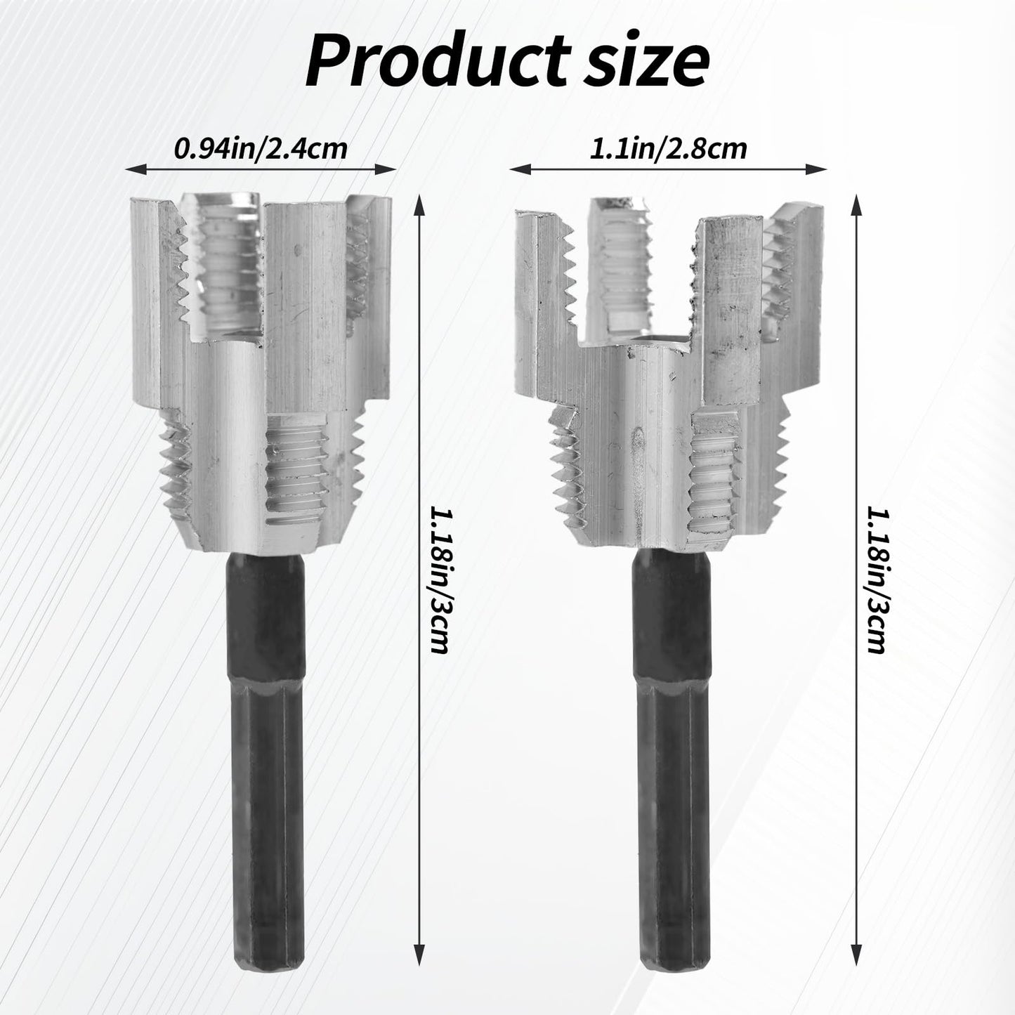2pcs Integrated Internal & External Pipe Threading Tool, Alloy Steel 1/2” and 3/4” PVC Pipe Thread Cutting Tool Set with 2 Roll Thread Seal Tapes for Electric Drill