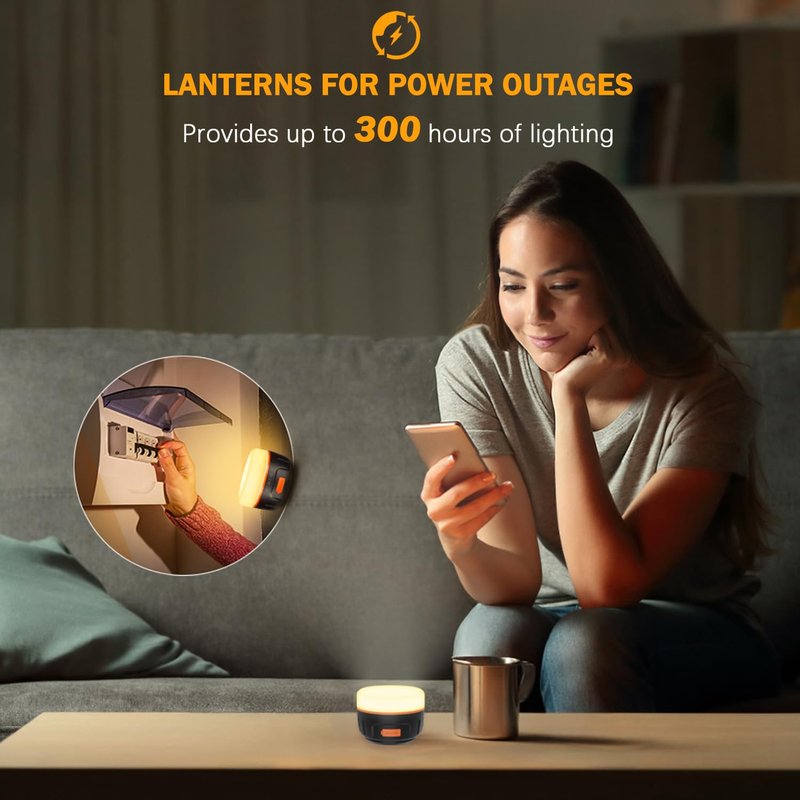 Yonktoo Rechargeable LED Camping Lantern 1000LM, 300H Runtime, 6400mAh, IPX5 Waterproof Tent Light for Camping, Hiking, Power Outages, Home, Emergency Use - Standard Edition,White