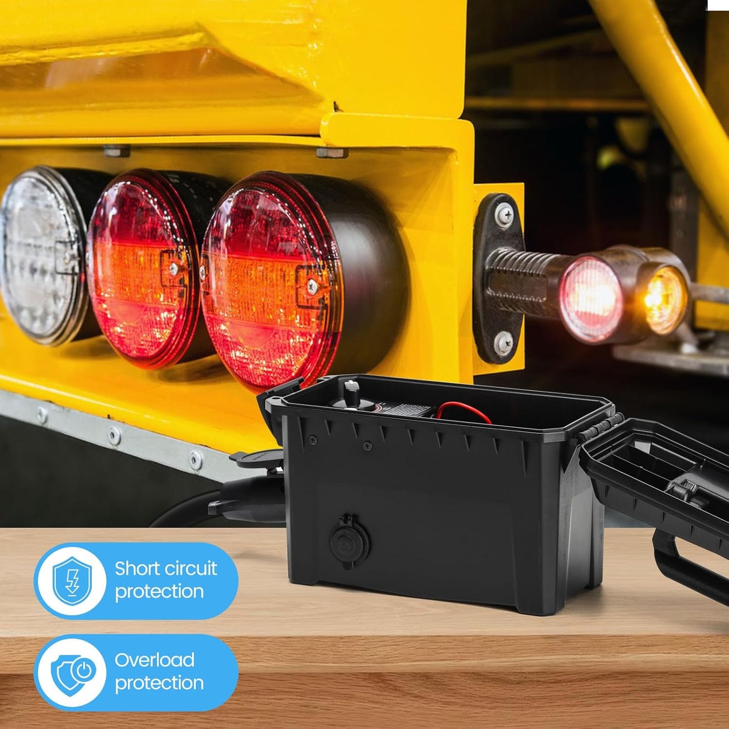 Trailer Light & Electric Brake Tester with 12V 10Ah Battery, Tests 7-Spade, 6-Round and 4/5-Flat Pin Type Trailer Harnesses, Upgrade Wireless Remote Control, IP68 Waterproof Case