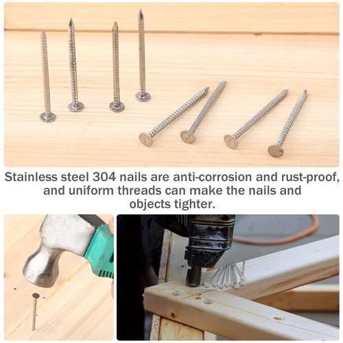 Tandefio 2 Pounds Box 1-1/2 Inch Siding Nails 304 Stainless Steel Roofing Nails Flat Head Hardware Nail Shingles Roofing Tile and Slating Nail for Wall, Siding, Hardware, Cedar Wood, Decking