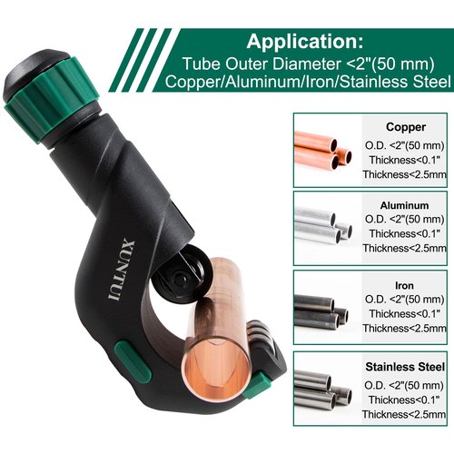 XUNTUI Copper Pipe Cutter Tool Set 3/16"-2" OD, Tube Cutter for Copper,Brass,Aluminum&Stainless Steel, HVAC Metal Plumbing Tubing cutter Tool with Deburring Tools&Extra Blades