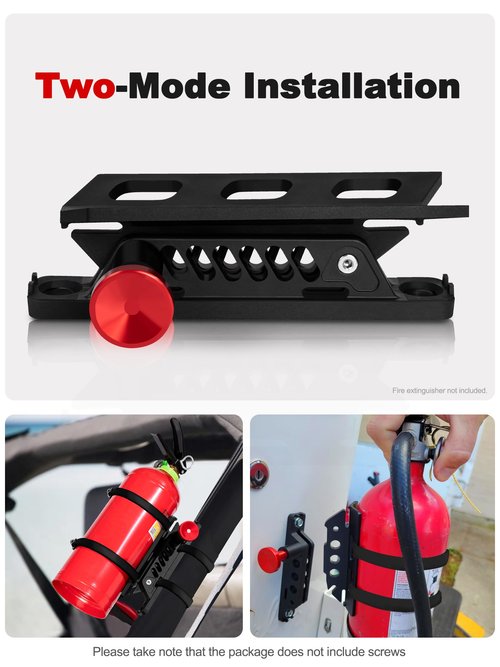 NILKATSS Adjustable Fire Extinguisher Mount, Easy Install on Roll Bar/ Cage Fire Extinguisher Holder, Quick Release Mounting Bracket for Jeep Wrangler JT TJ JKU JK JL UTV Cam-Am X3 Polaris RZR Ranger