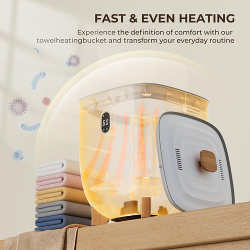 EUHOMY Towel Warmers, Luxury Bucket Towel Warmer, Large Towel Warmer for Bathroom, Auto Shut Off, Fits Up to Two 40"X70" Oversized Towels, Bathrobes, Blankets, PJ's and More, CL1