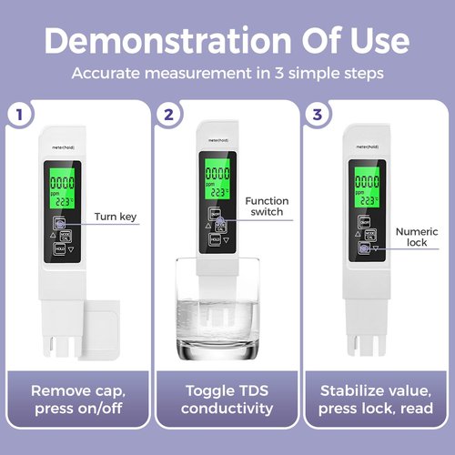 4 in 1 Digital Water Quality Tester, 2025 New Accurate TDS Meter, Portable EC Meter for Aquarium, Reliable Temperature Meter for Home Use (Whit)