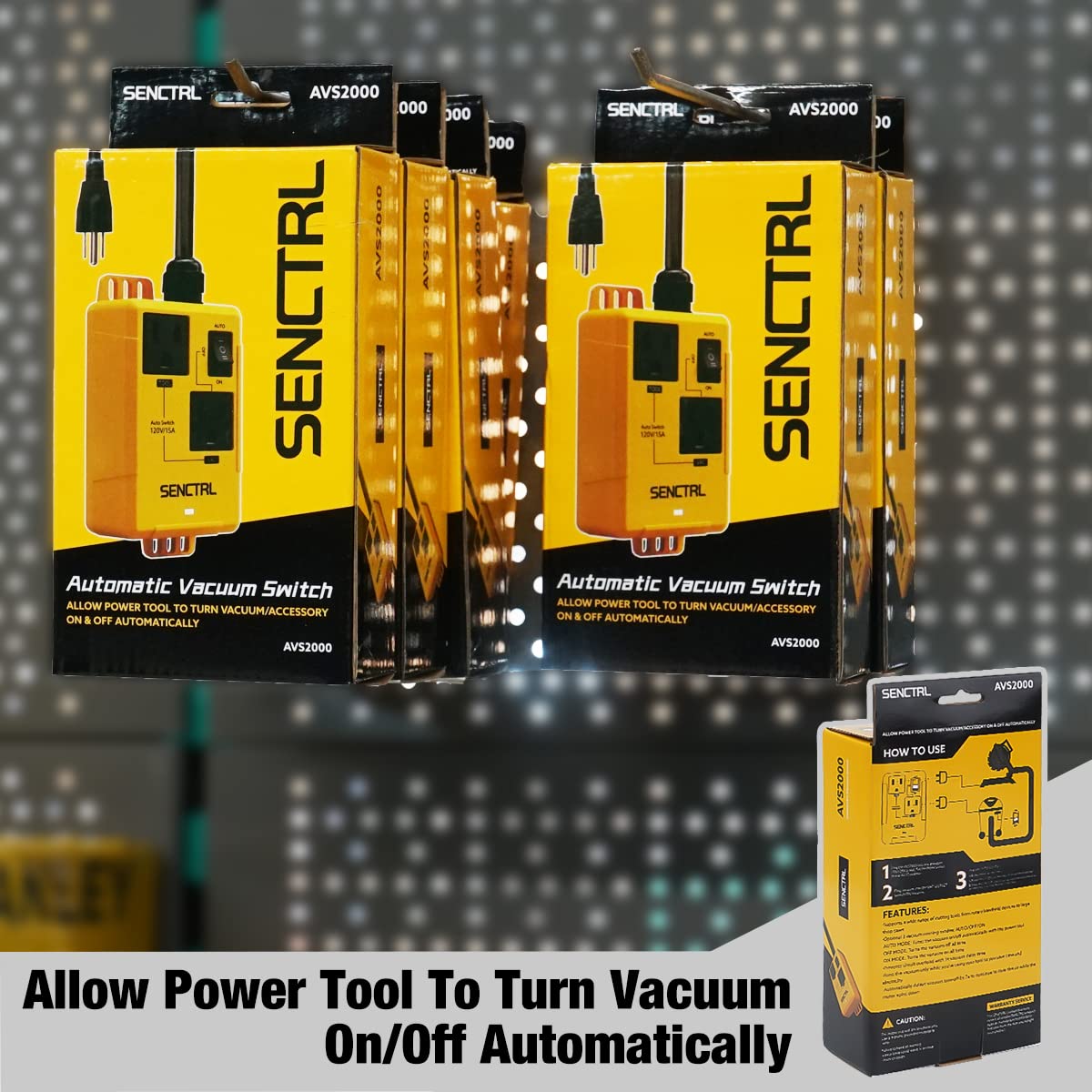 SENCTRL Automatic Vacuum Switch Allow Power Tool/Table Saw to Turn Vac Cleaner/Accessory On and Off Automatically, Load Sensing, On Delay Prevent Circuit Overload, Shop Dust Collector Off Delay