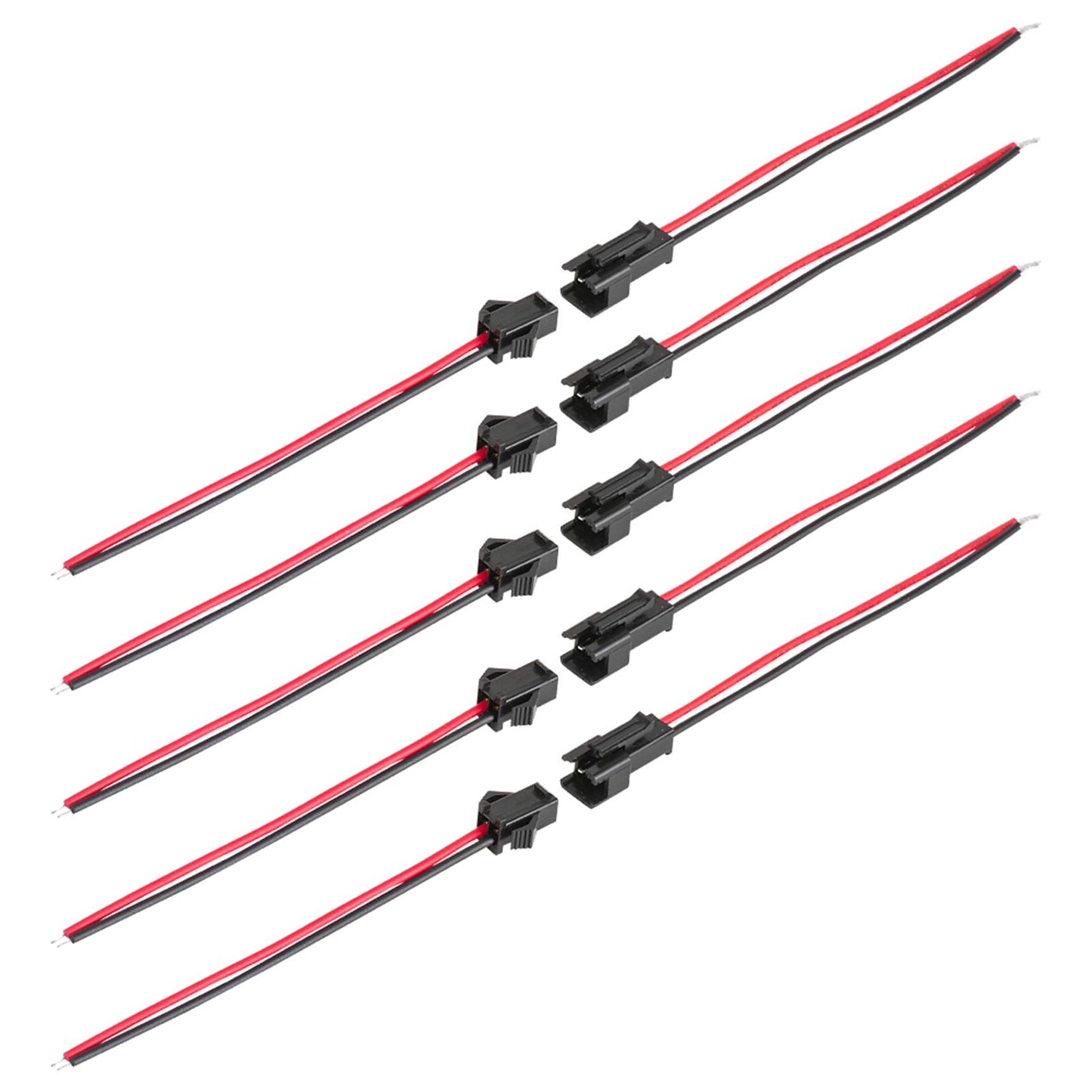 VANDESAIL JST SM Connector 40 Pack, SM 2Pin Jack Plug Male to Female Wire Connector Adapter Electrical Cable for LED Light Strip 20 Pairs 10CM (JST SM 2 Pin Connector)