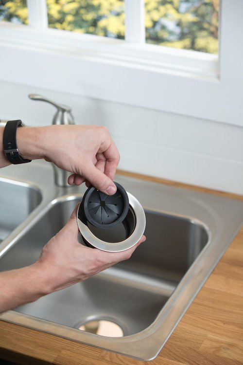Waste King Black Disposer EZ Mount Garbage Disposal Stopper and Splash Guard for Sink Drain, 1025