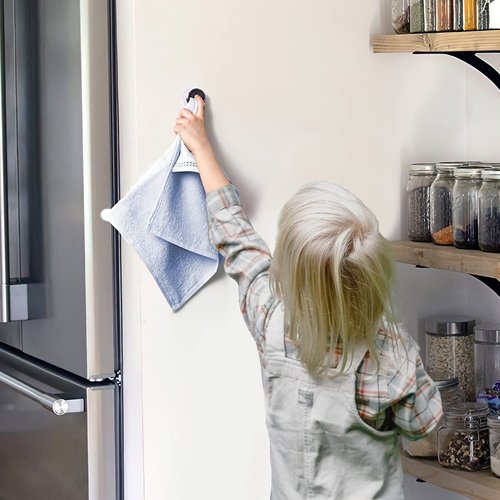 Philbinden 3 Pieces Kitchen Towel Hooks Round Adhesive Dish Towel Hook Premium Chrome Finish & Easy Installation Wall Mount Hand Towel Hook Ideal as Bathroom, Shower or Outdoor Towel Holders