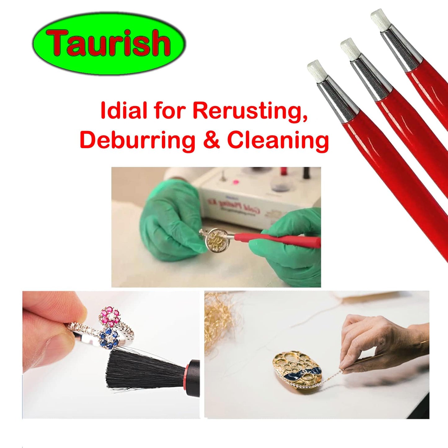 TAURISH Fiberglass Scratch Brush Pen 3 Pack Jewelry Watch Coin Cleaning Electronic Applications Rust and Corrosion Removal