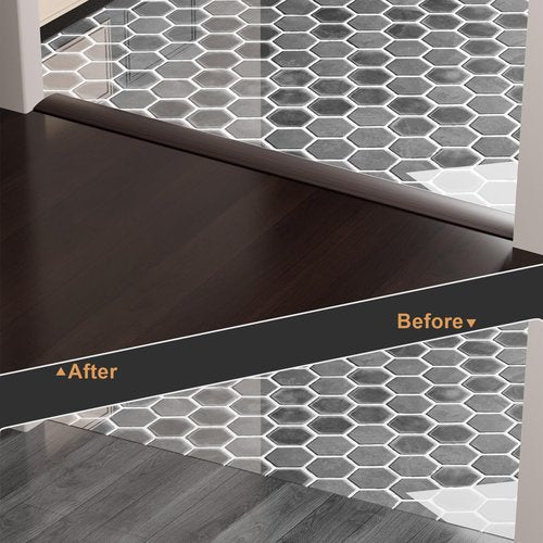 Greymond Floor Transition Strip - Self-Adhesive PVC Trim for Carpet to Flooring, Threshold Gap Cover (10ft x 1.97in, Black Walnut)