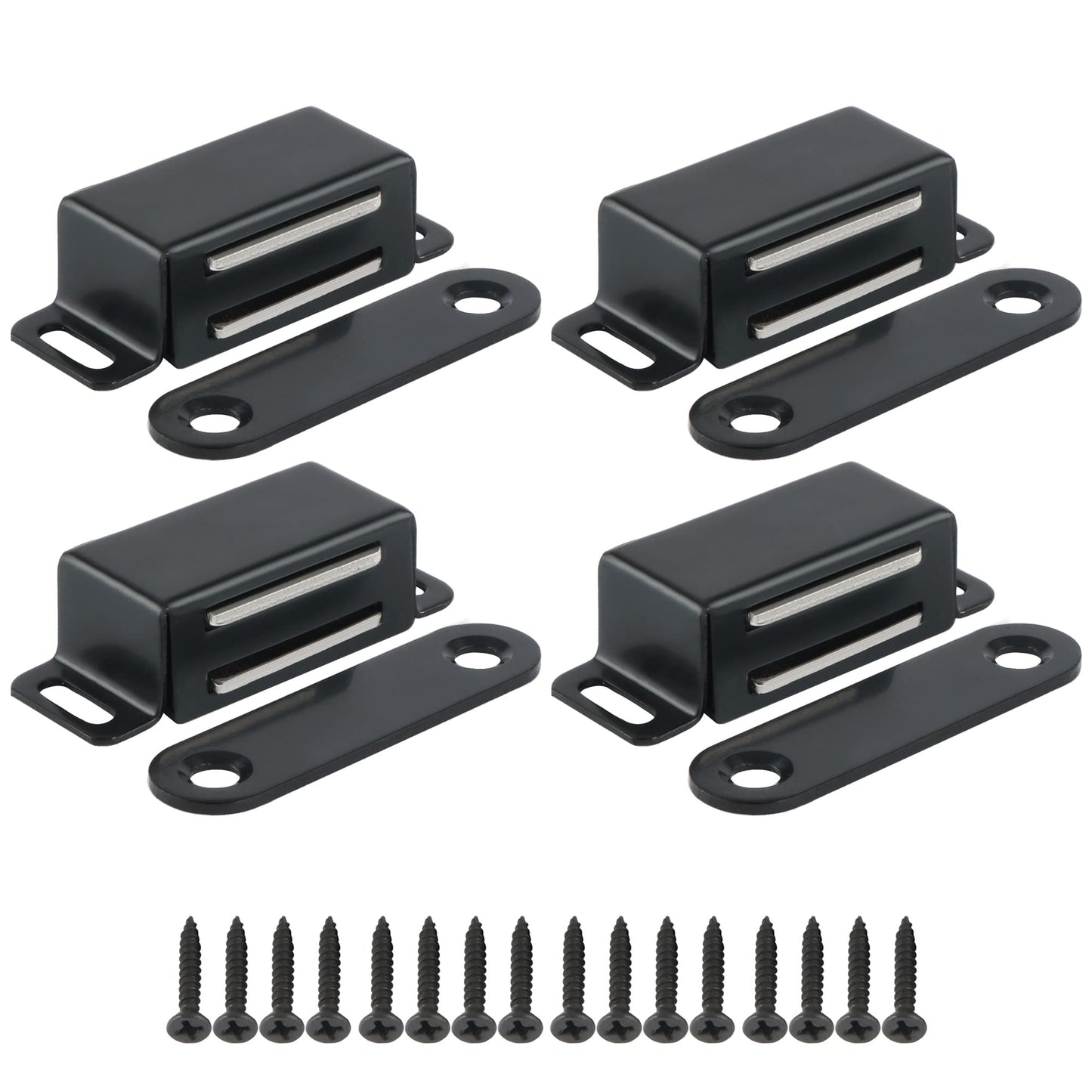 Alise Magnetic Cabinet Door Catch 4Pcs,Cabinet Door Magnets Catches Magnetic Door Closers for Cabinets,Stainless Steel Black Magnetic Cabinet Latch Door Latches for Closet Cupboard Drawer Kitchen