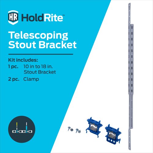 HoldRite 10 Inch - 18 Inch Stout Pipe Support Bracket and 2 Clamps, Adjustable, PEX, Copper, CPVC, SB1 2502-H