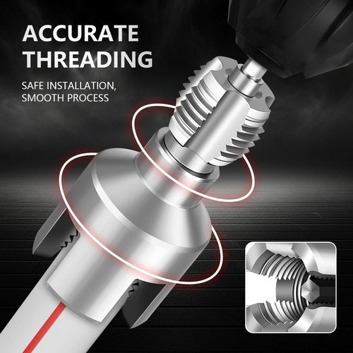 Integrated Internal & External Pipe Threading Tool, Pipe Thread Cutting Tool, Electric Drill Compatible PVC Pipe Threader Kit, Pipe Sizes Rethreading Tool (1/2"+3/4")
