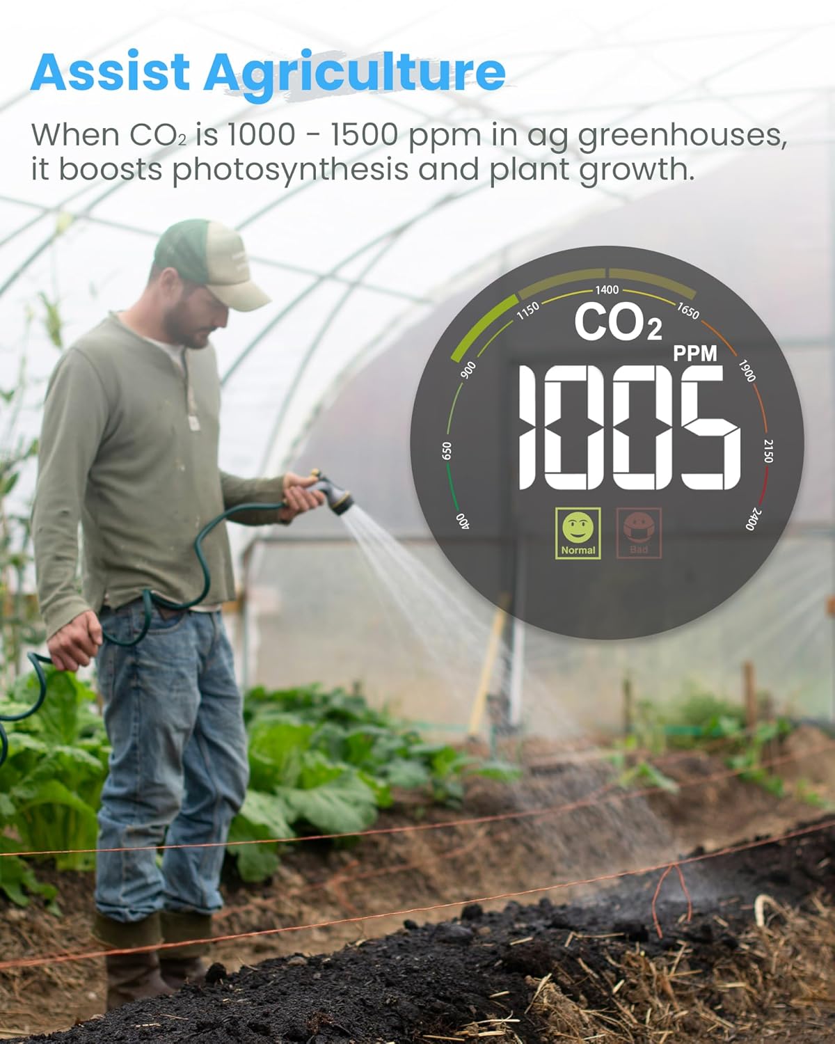 Newentor CO2 Monitor, Indoor Air Quality Meters, Carbon Dioxide Detector with Voice Alert, Large Display CO2 Tester, Temperature Humidity Sensor, Alarm Clock for Home, RV, Grow Tents, Black