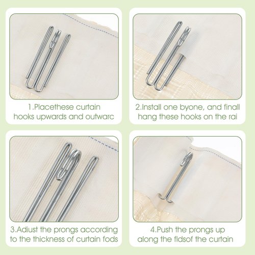 80Pcs Curtain Pleat Hooks Metal Curtain Hook 4 Prongs Pinch Pleat Hooks Clips Silver W Shape Drapery Pins Hook for Window Shower Curtains