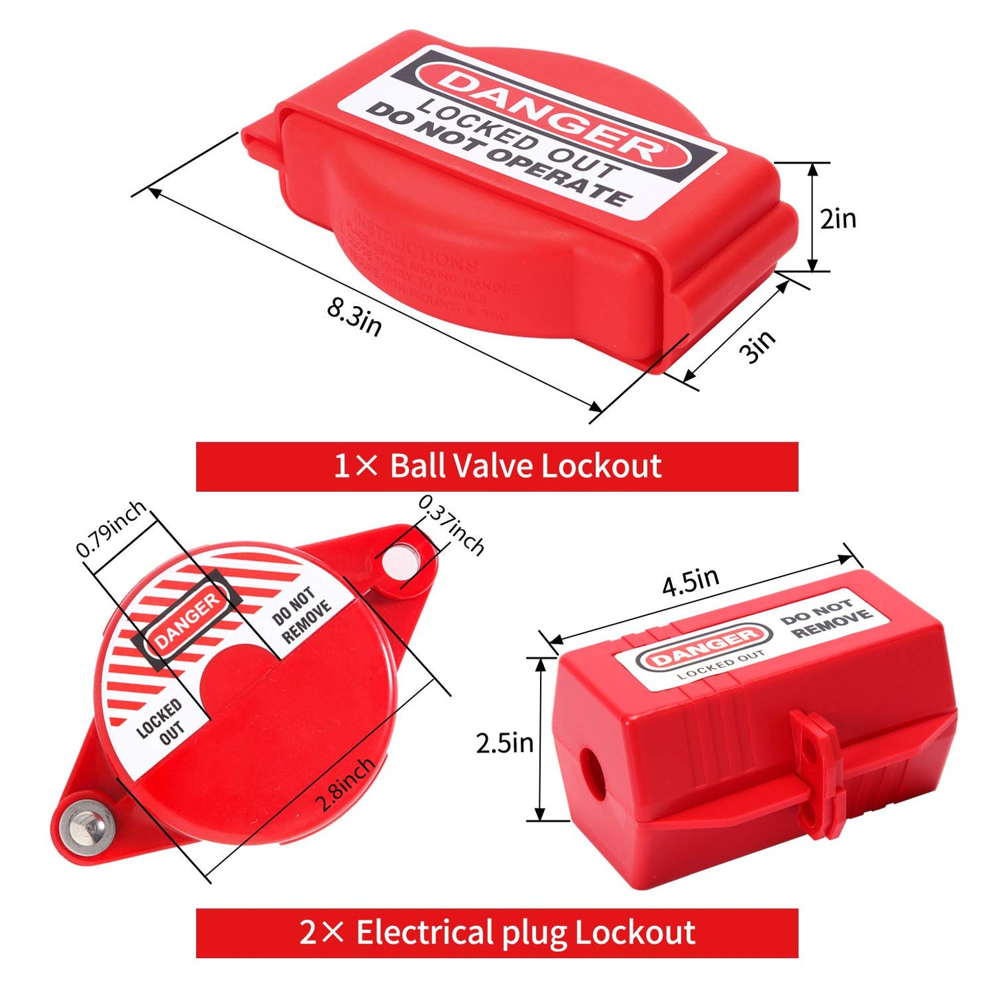 Lockout Tagout Kit - Lockout Set Safety Padlocks Lockout Hasp Breaker Lockout Ball Valve Lockout Steel Cable Lockout Plug Loto Valve Lockout Loto Tags Lock Out Tag Out