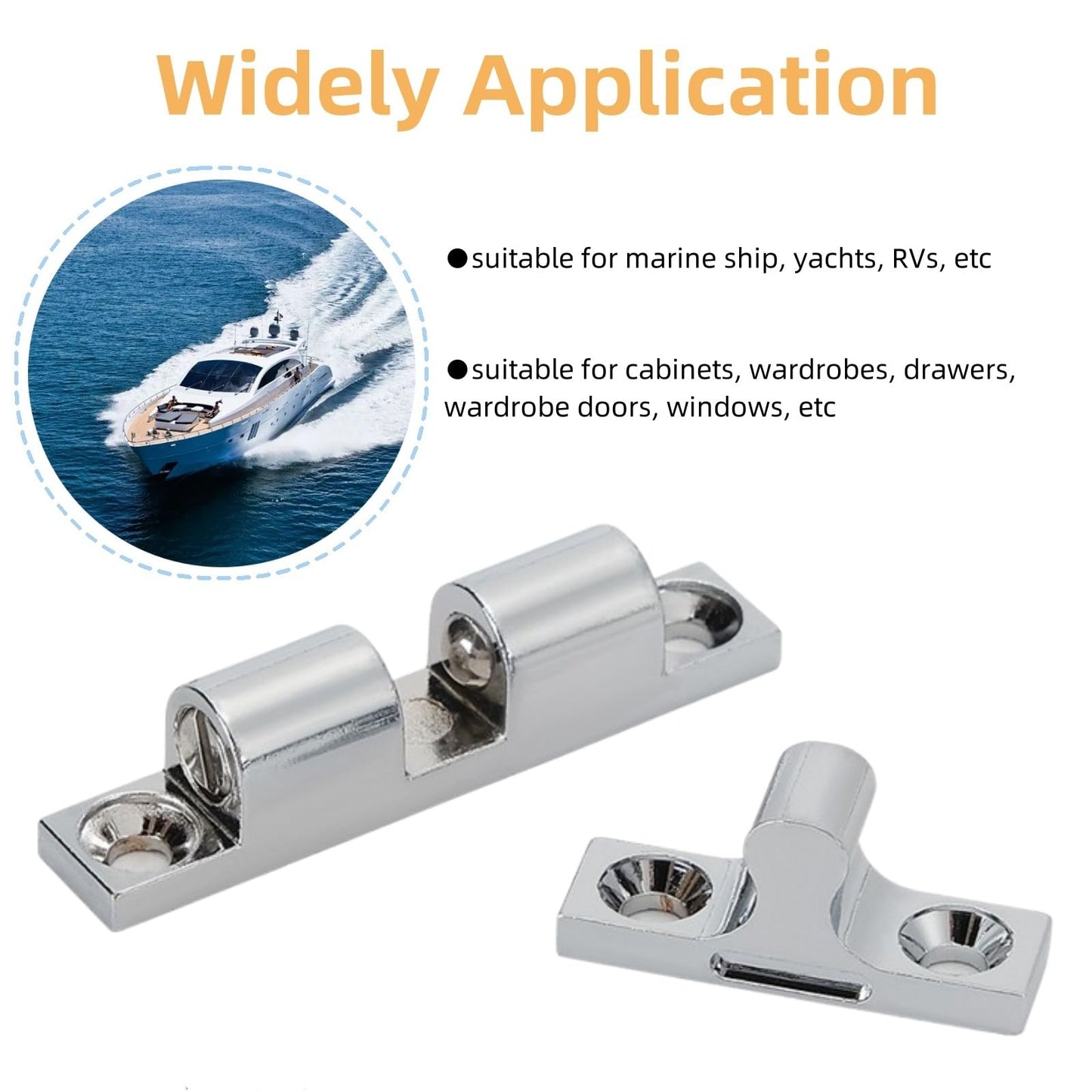 2Pcs Cabinet Door Catch, Solid Stainless Steel Adjustable Ball Tension Roller Catch Cabinet Door Double Ball Tension Catch with Screws for Ship Yacht RV (70MM)