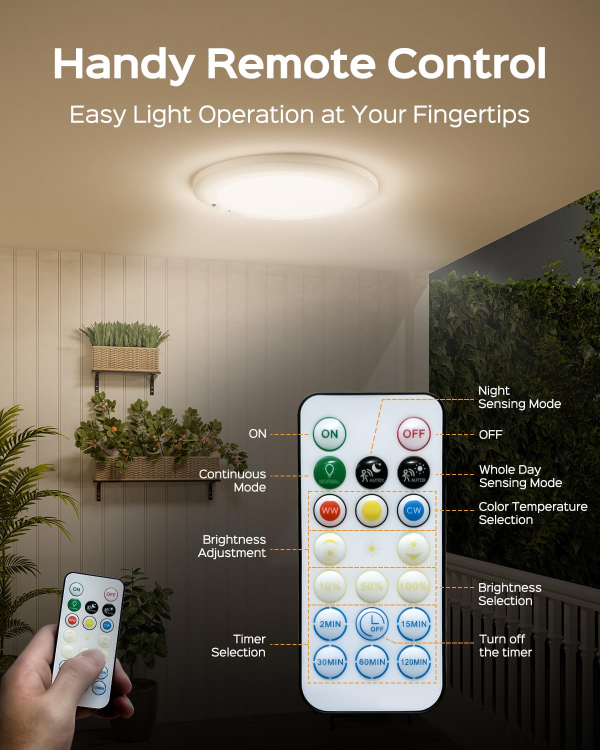 JACKYLED New Upgraded Rechargeable Motion Sensor Ceiling Light With Remote Control,10000mAh Battery Operated Closet Light,Magnetic LED Shower Lights,Ceiling Lamp for Bathroom Pantry Shed Hallway Porch