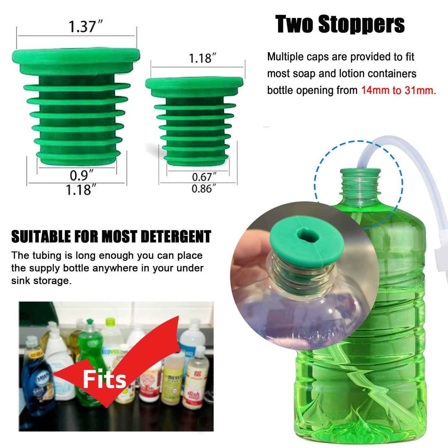 SonTiy Soap Dispenser Extension Tube Kit with Upgraded Check Value, 47" Under Counter Soap Dispenser Tube for Kitchen Sink, Fit Most Soap Containers, Powerful Suction, Easy to Install