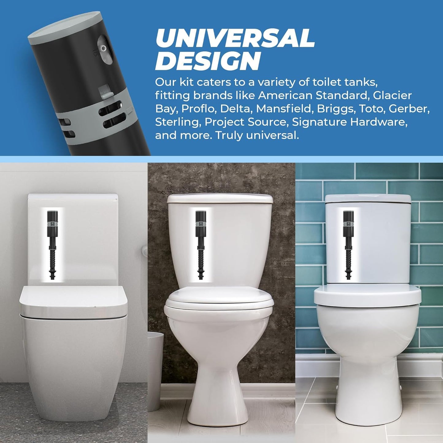 Ravine High Performance Universal Toilet Fill Valve Replacement Kit - Quiet & Fast Fill - Easy Install Toilet Fill Valve Replacement - Fill Valve for Toilet Tank - Toilet Float Replacement Kit